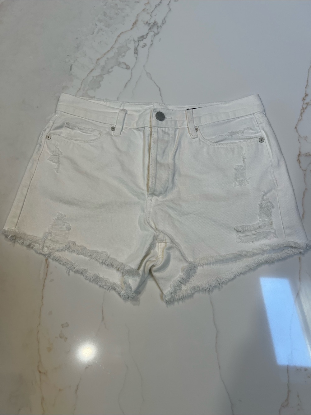 Blank NYC White Distressed Denim Shorts – Size 30